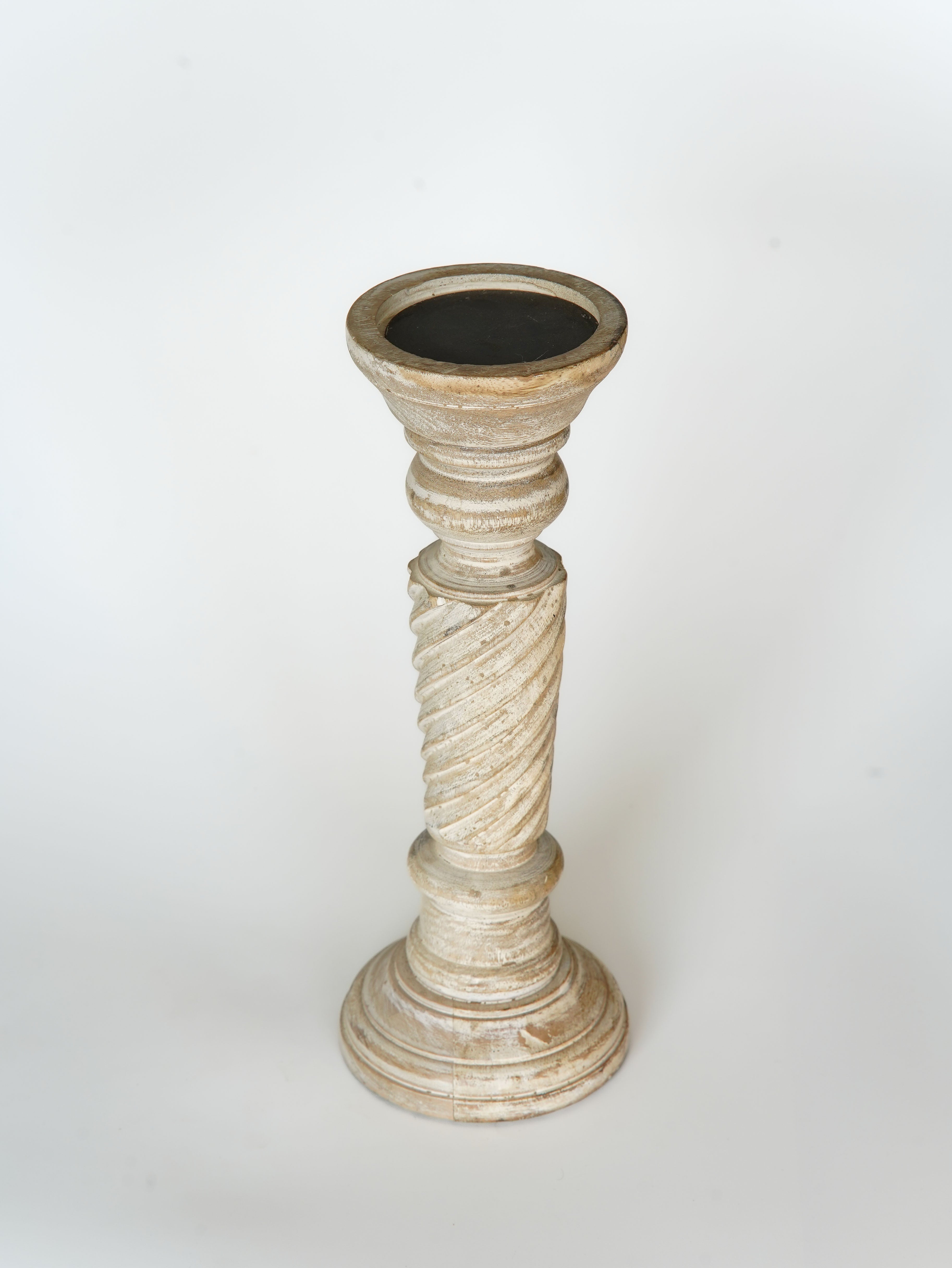 Helix Pillar Candle Holder - Antique White