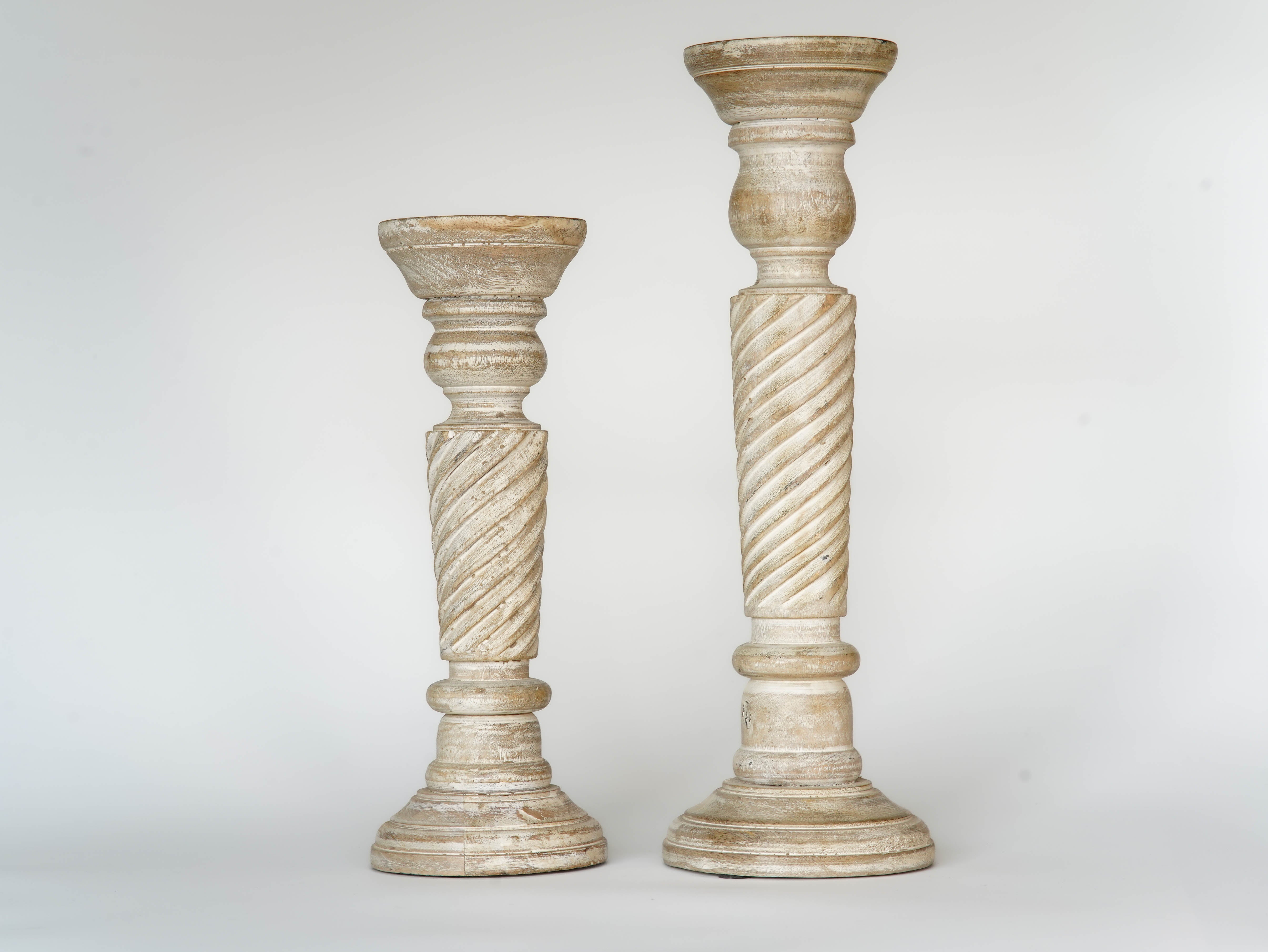 Helix Pillar Candle Holder - Antique White