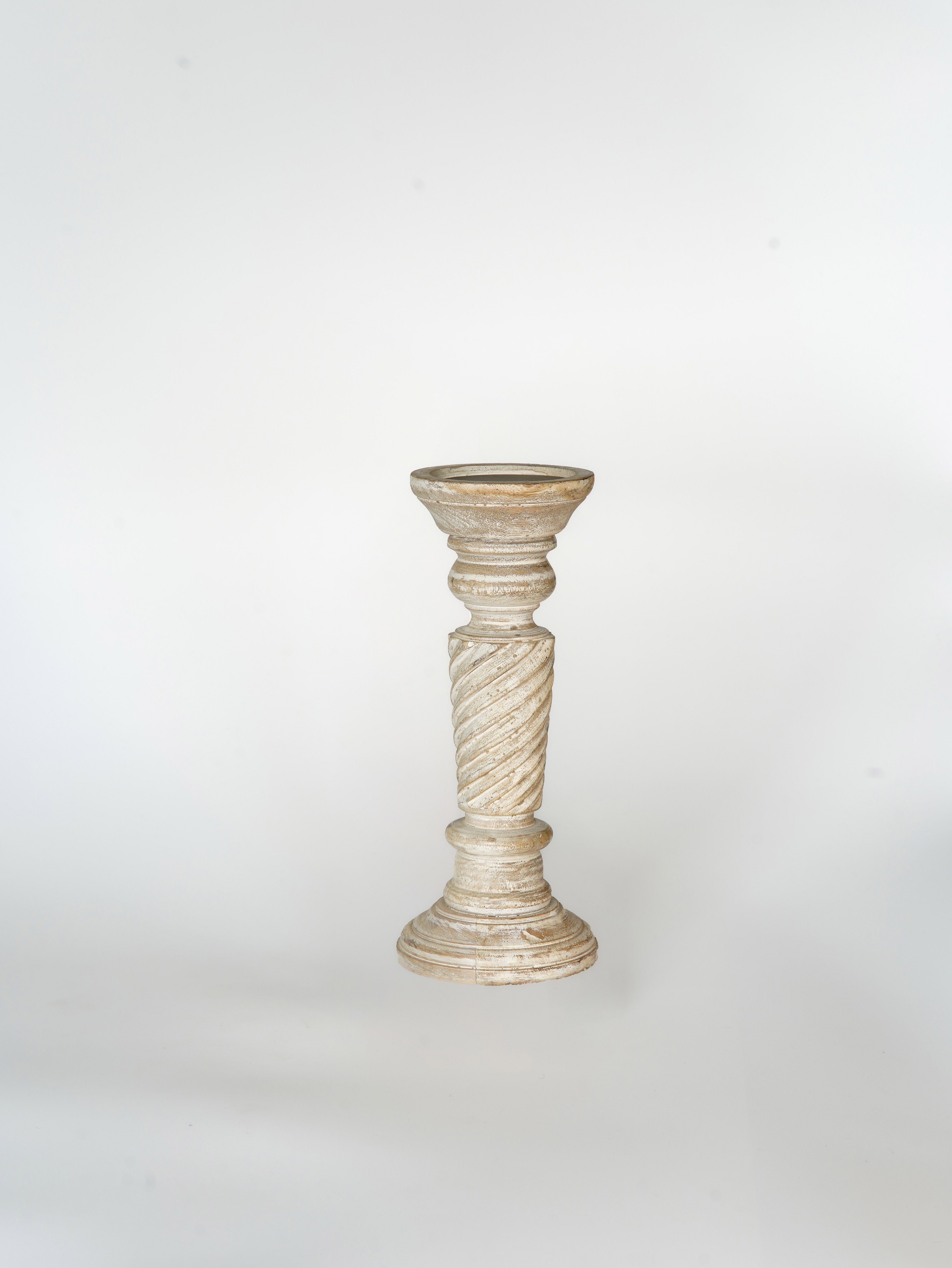 Helix Pillar Candle Holder - Antique White