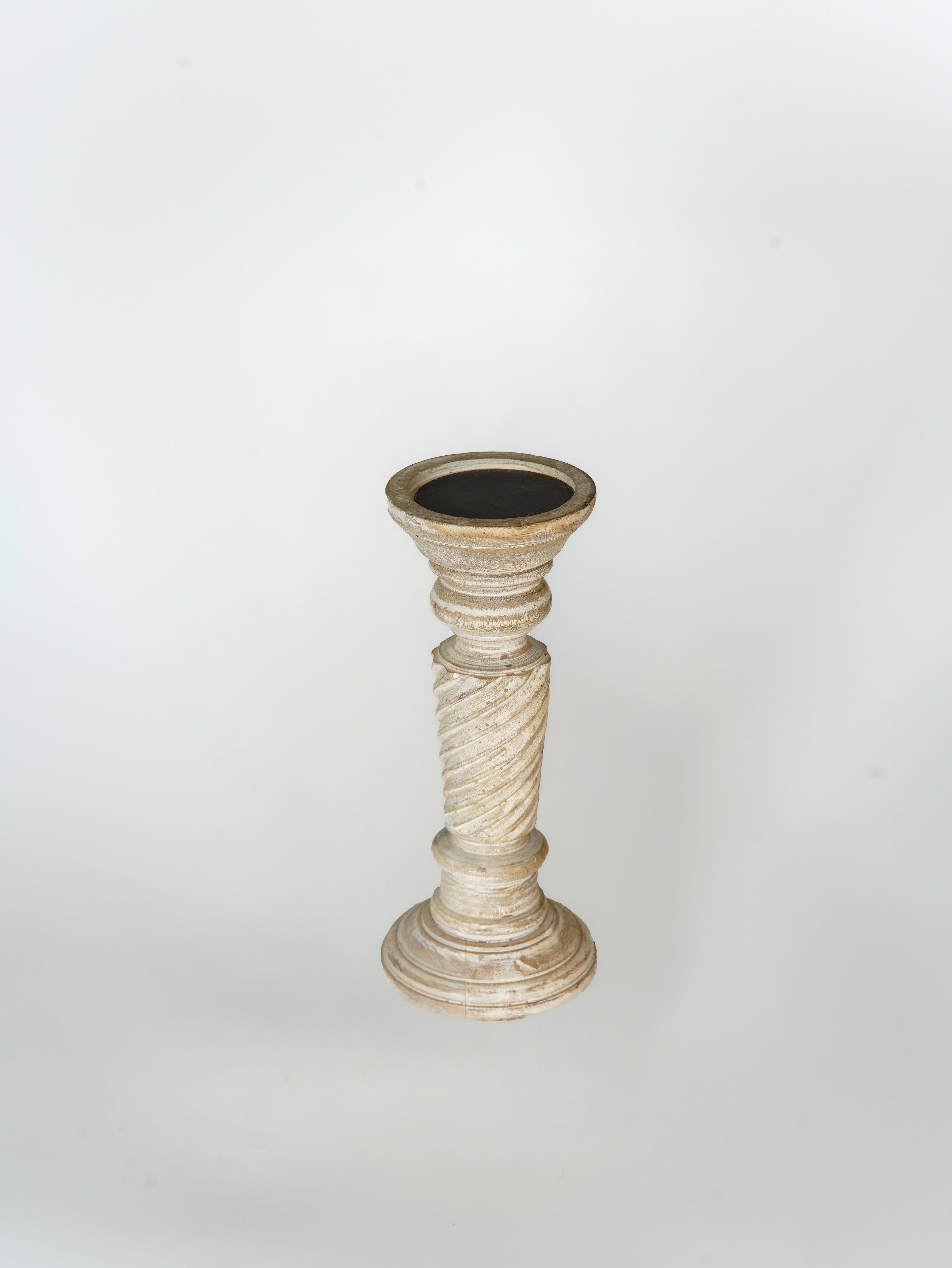 Helix Pillar Candle Holder - Antique White