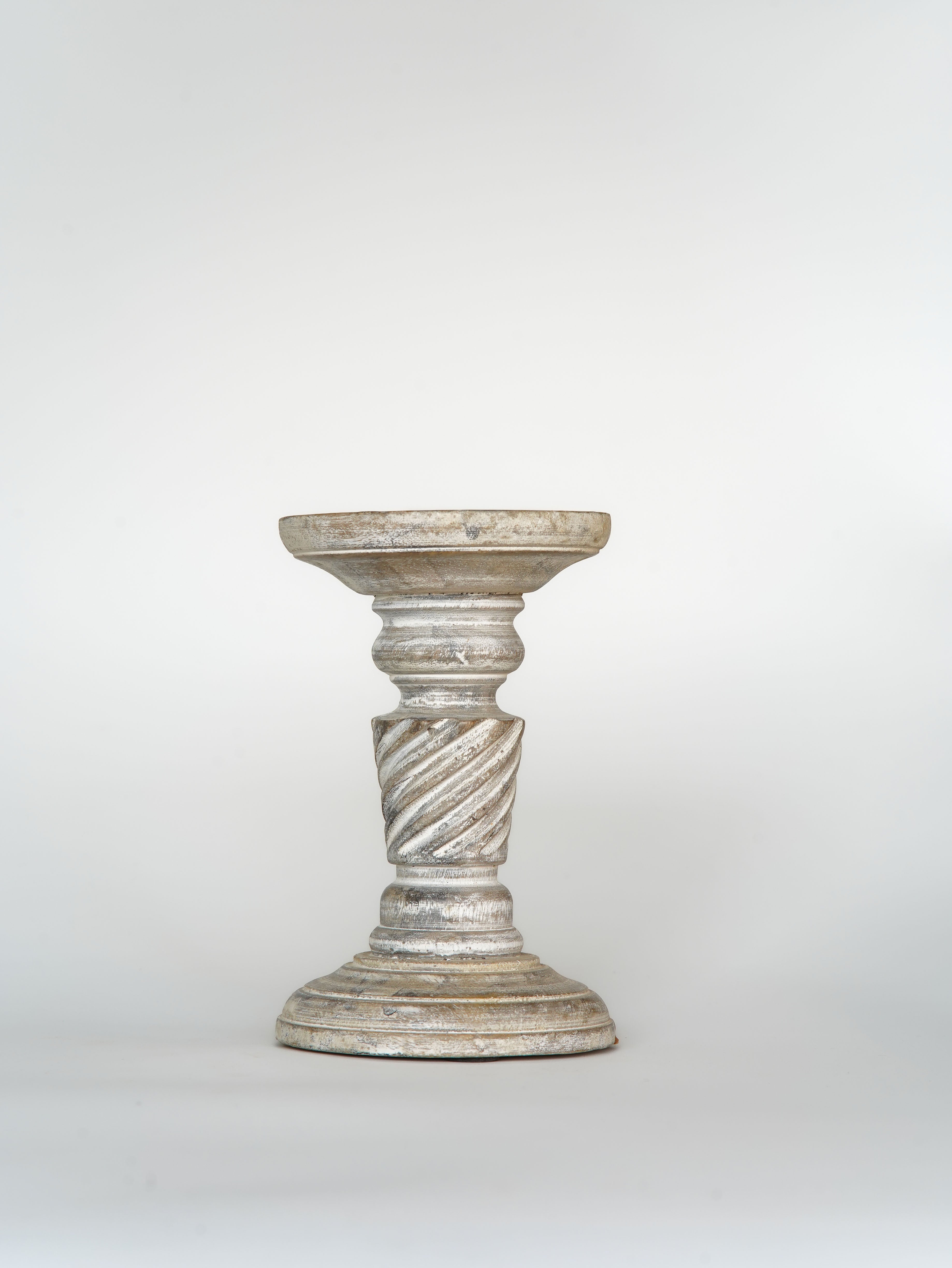 Helix Pillar Candle Holder - Antique White