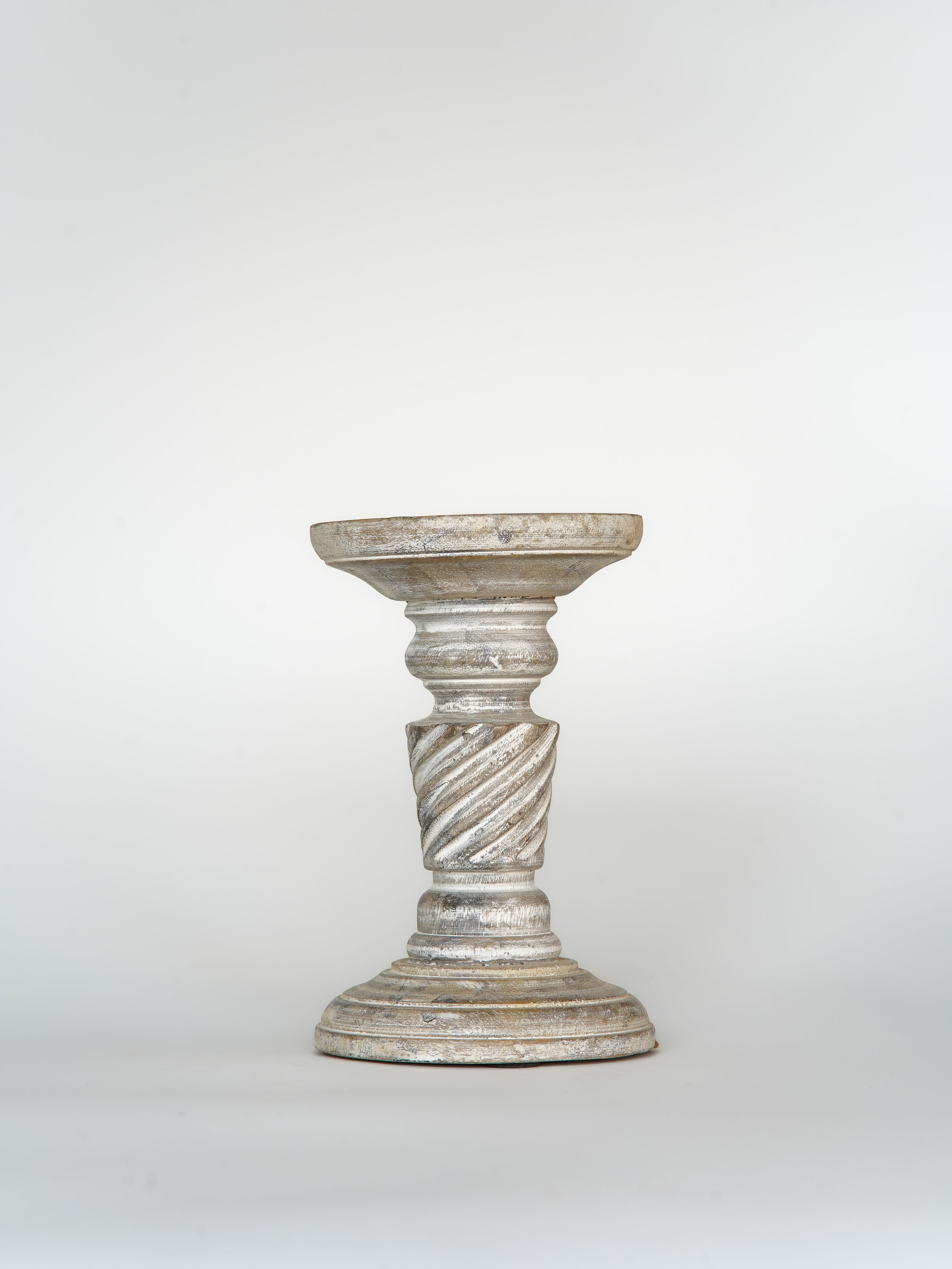 Helix Pillar Candle Holder - Antique White