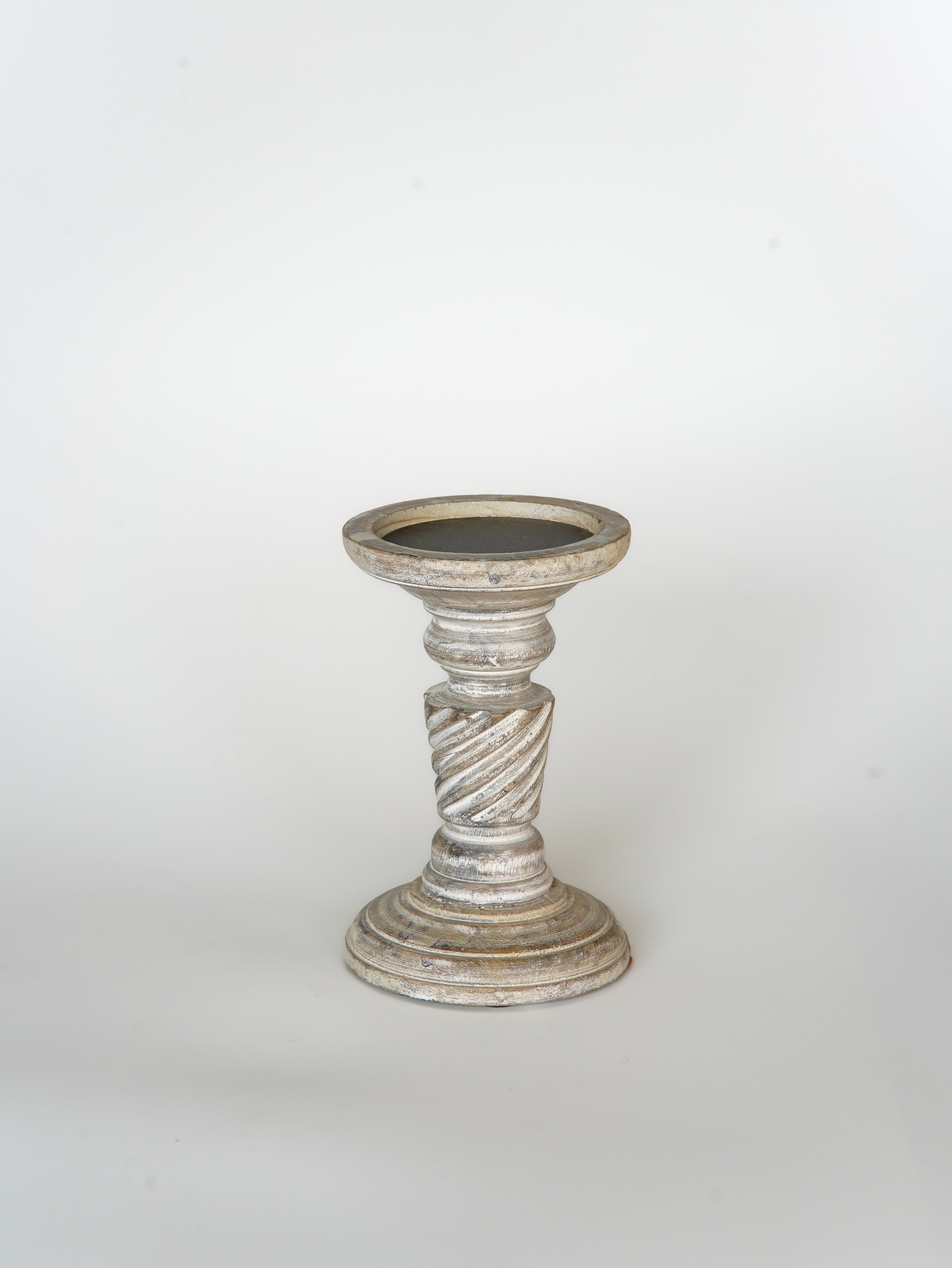 Helix Pillar Candle Holder - Antique White