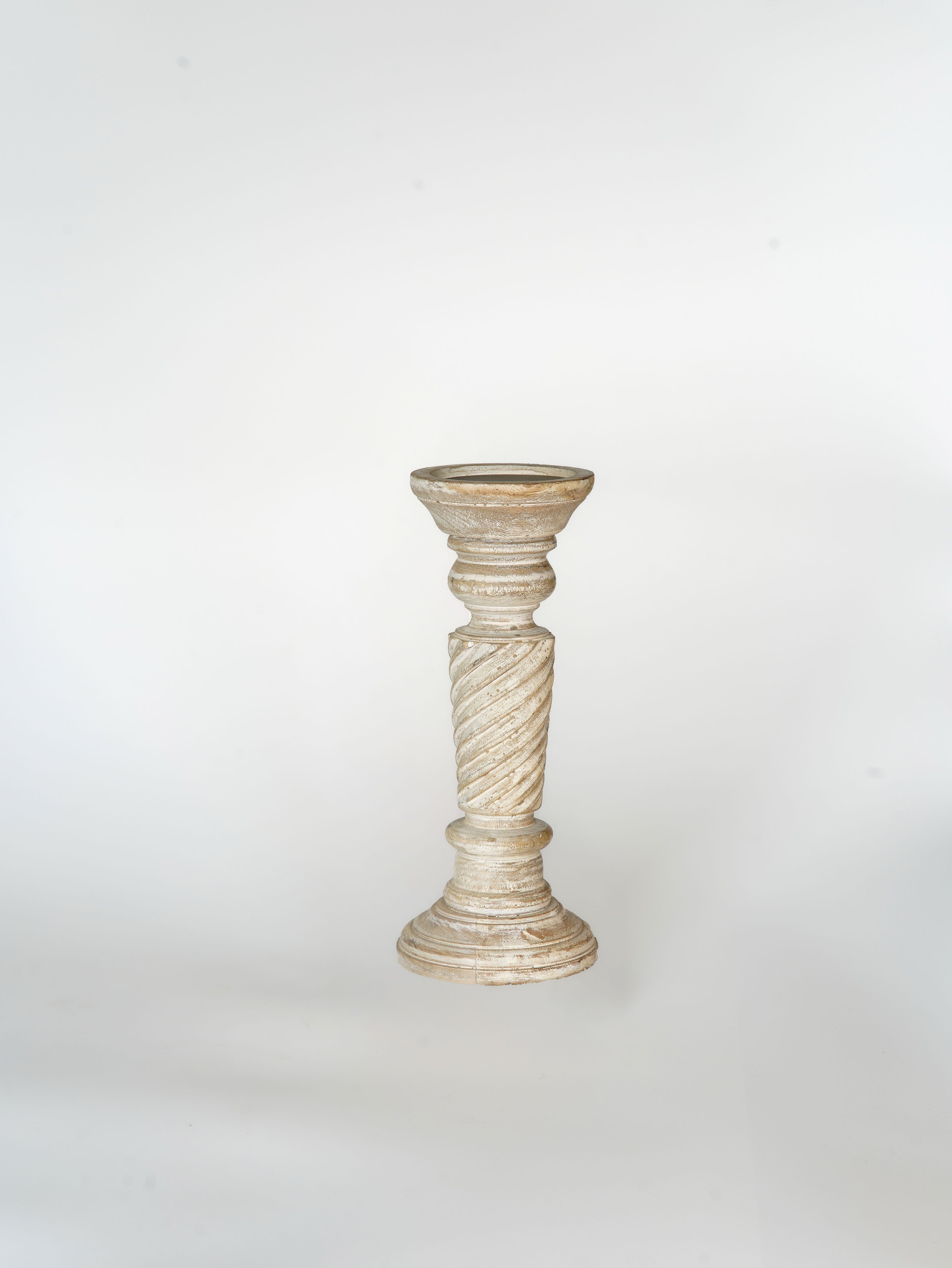 Helix Pillar Candle Holder - Antique White