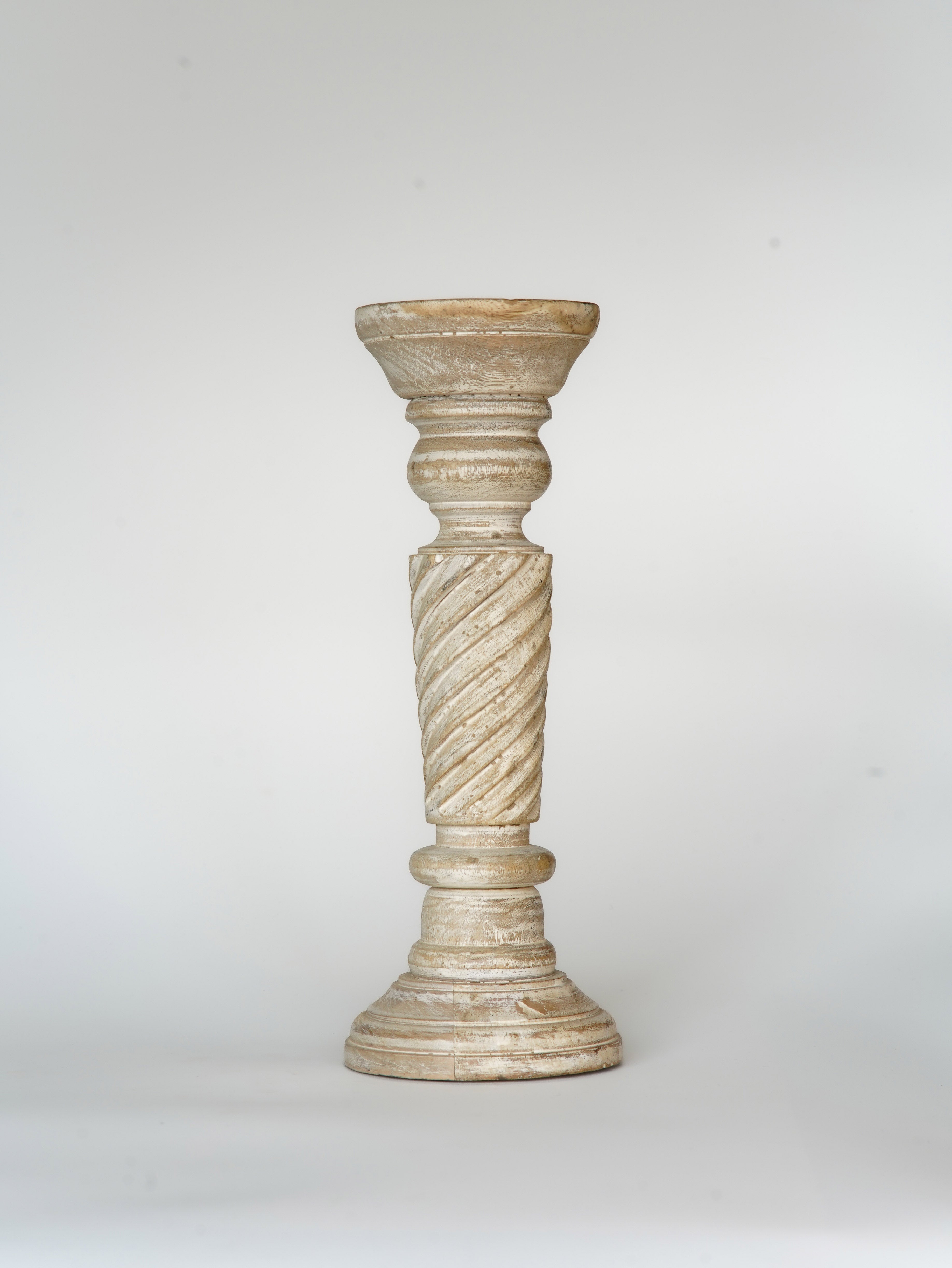 Helix Pillar Candle Holder - Antique White