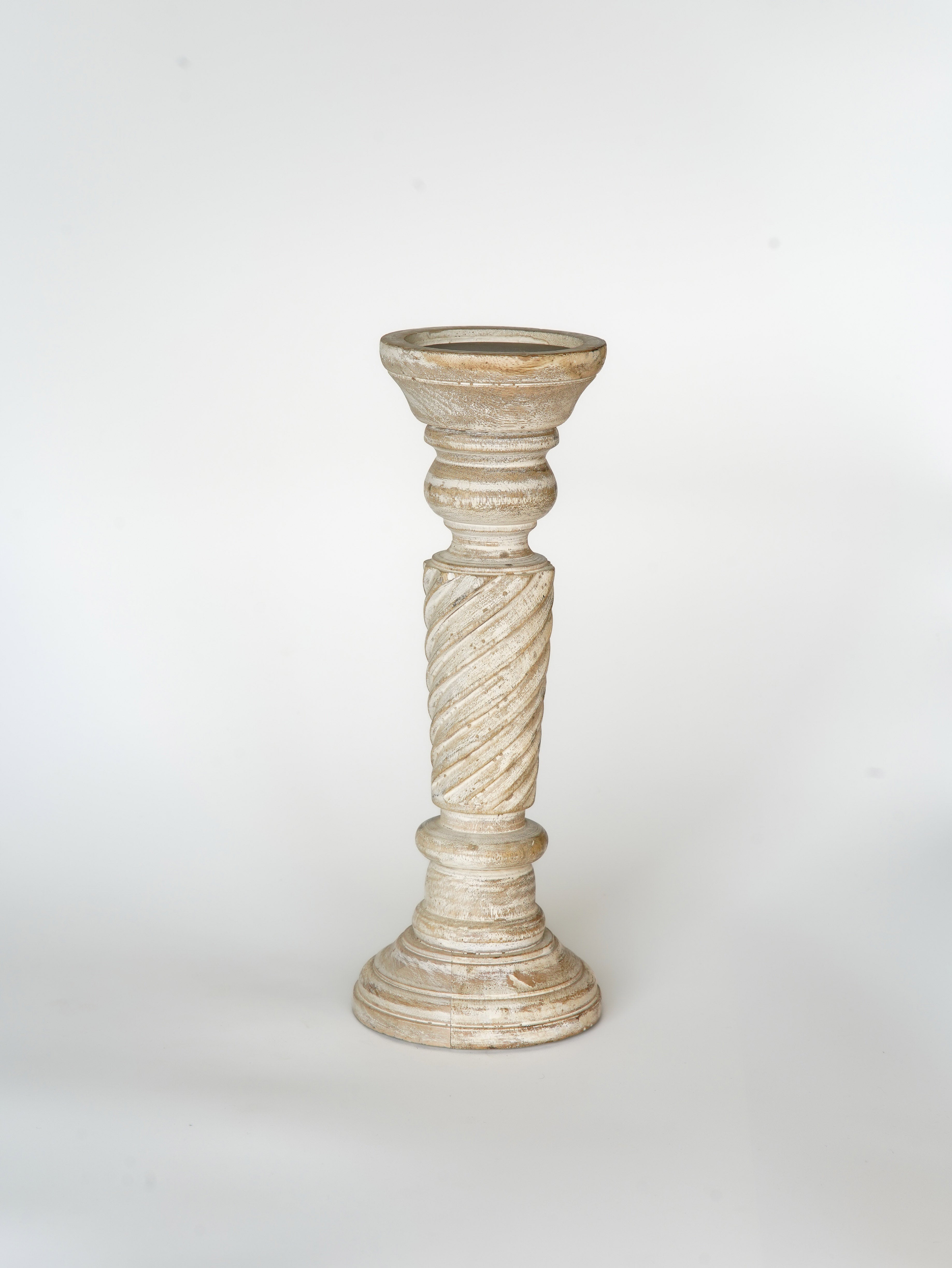 Helix Pillar Candle Holder - Antique White