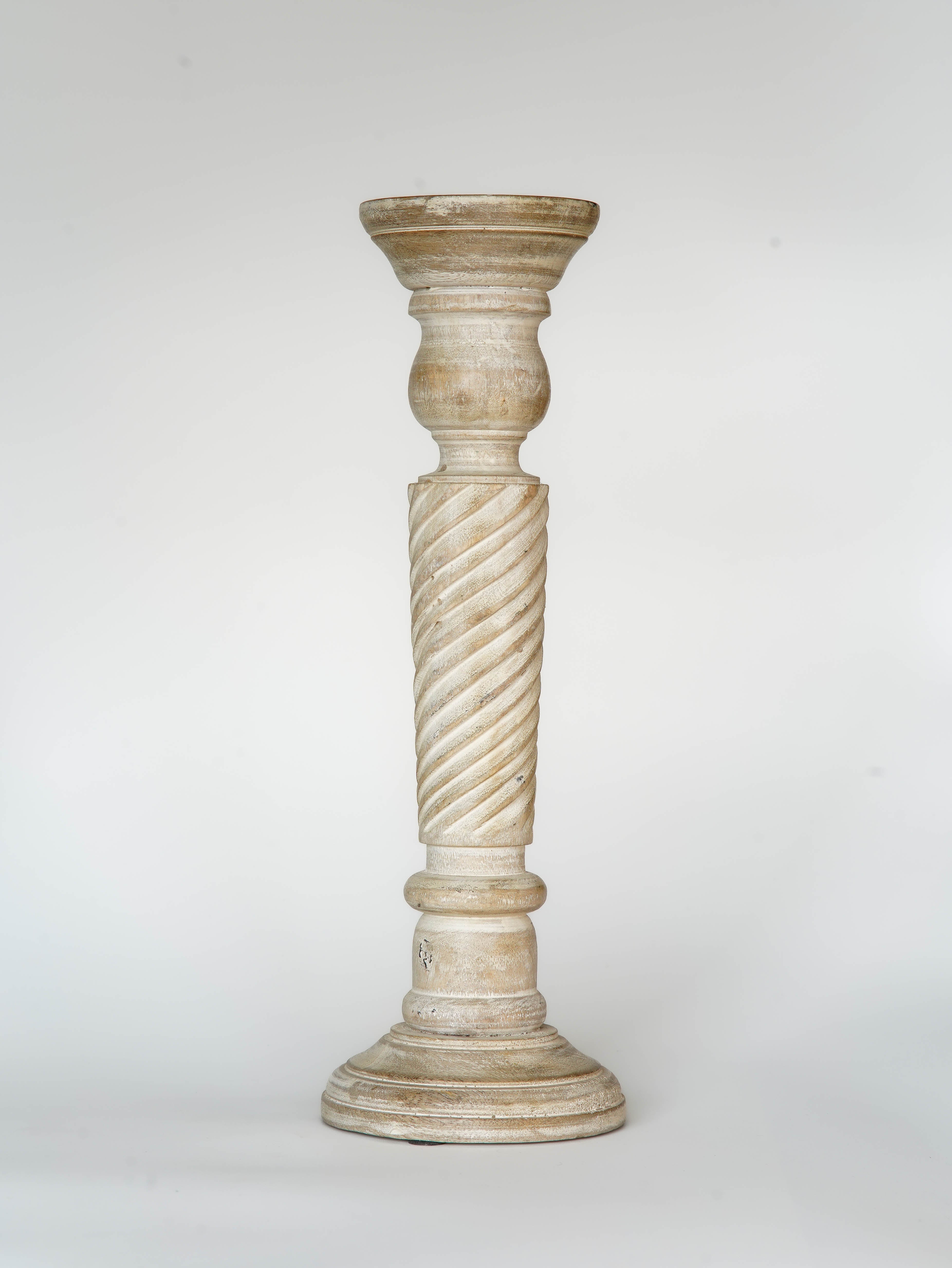 Helix Pillar Candle Holder - Antique White