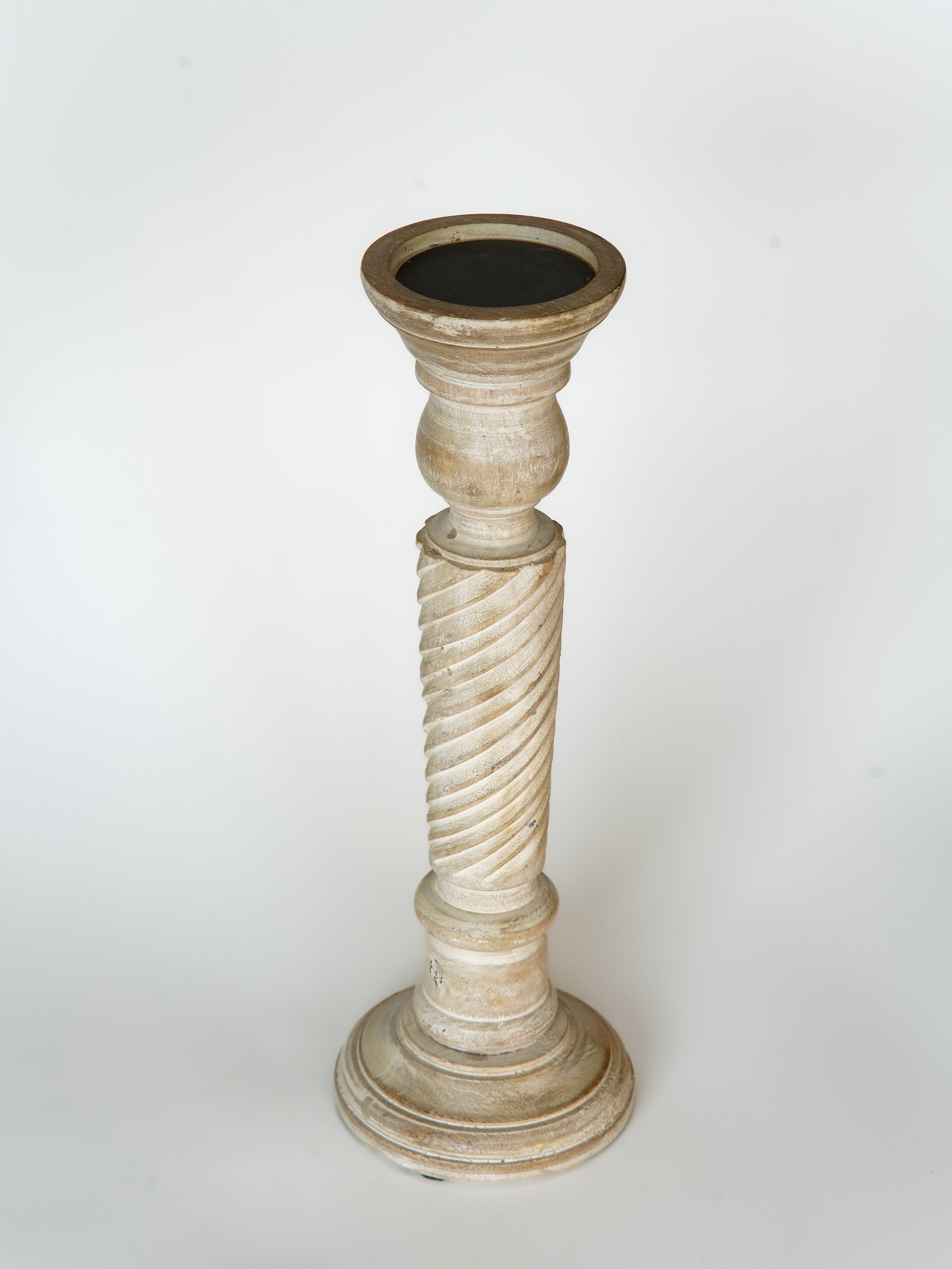 Helix Pillar Candle Holder - Antique White