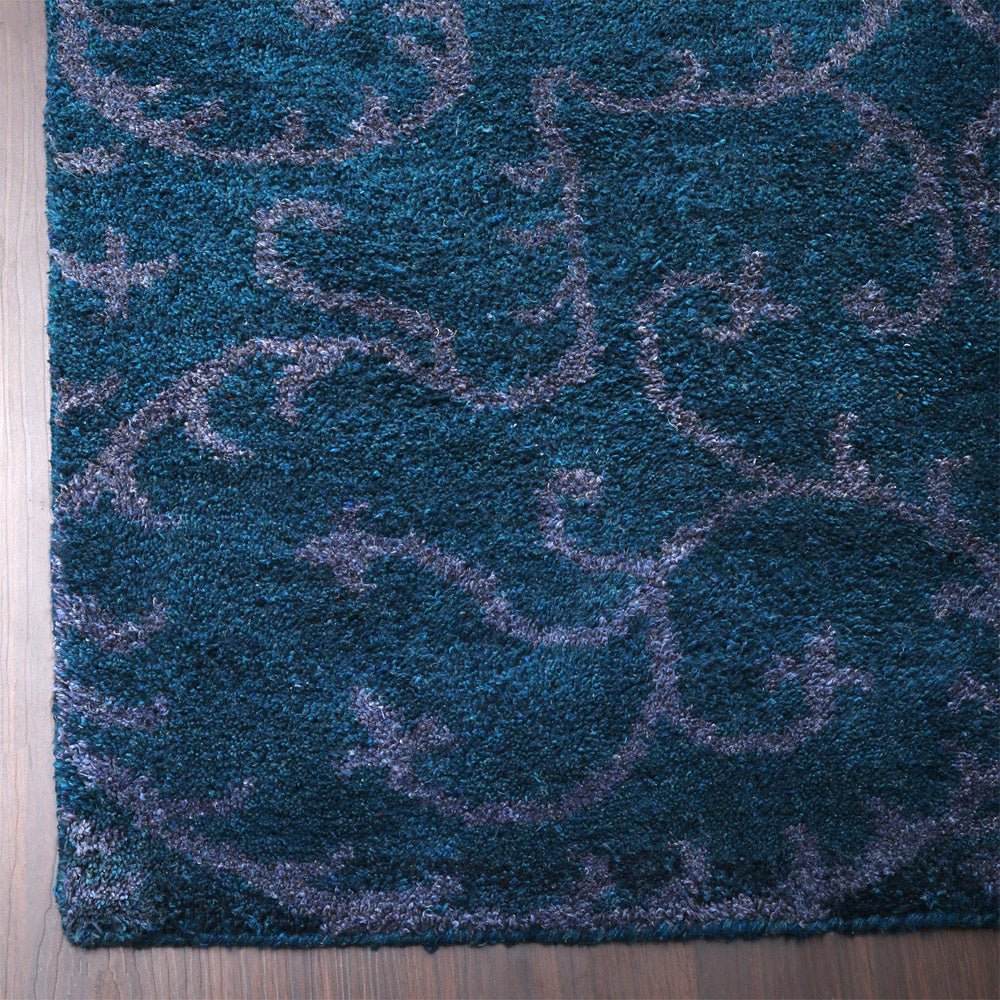 Ora Hand Knotted Silk Dark Blue Rug - BBH HOMES LLC