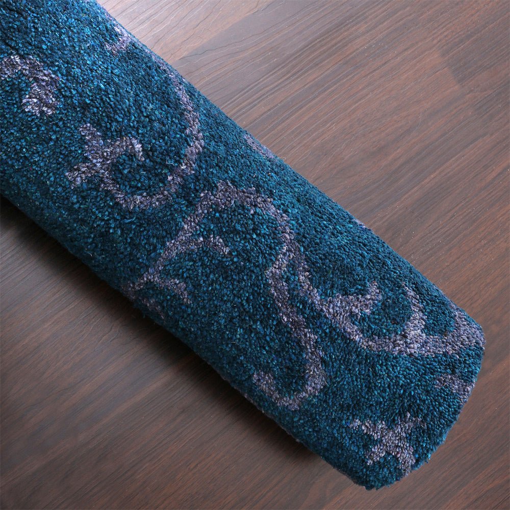 Ora Hand Knotted Silk Dark Blue Rug - BBH HOMES LLC